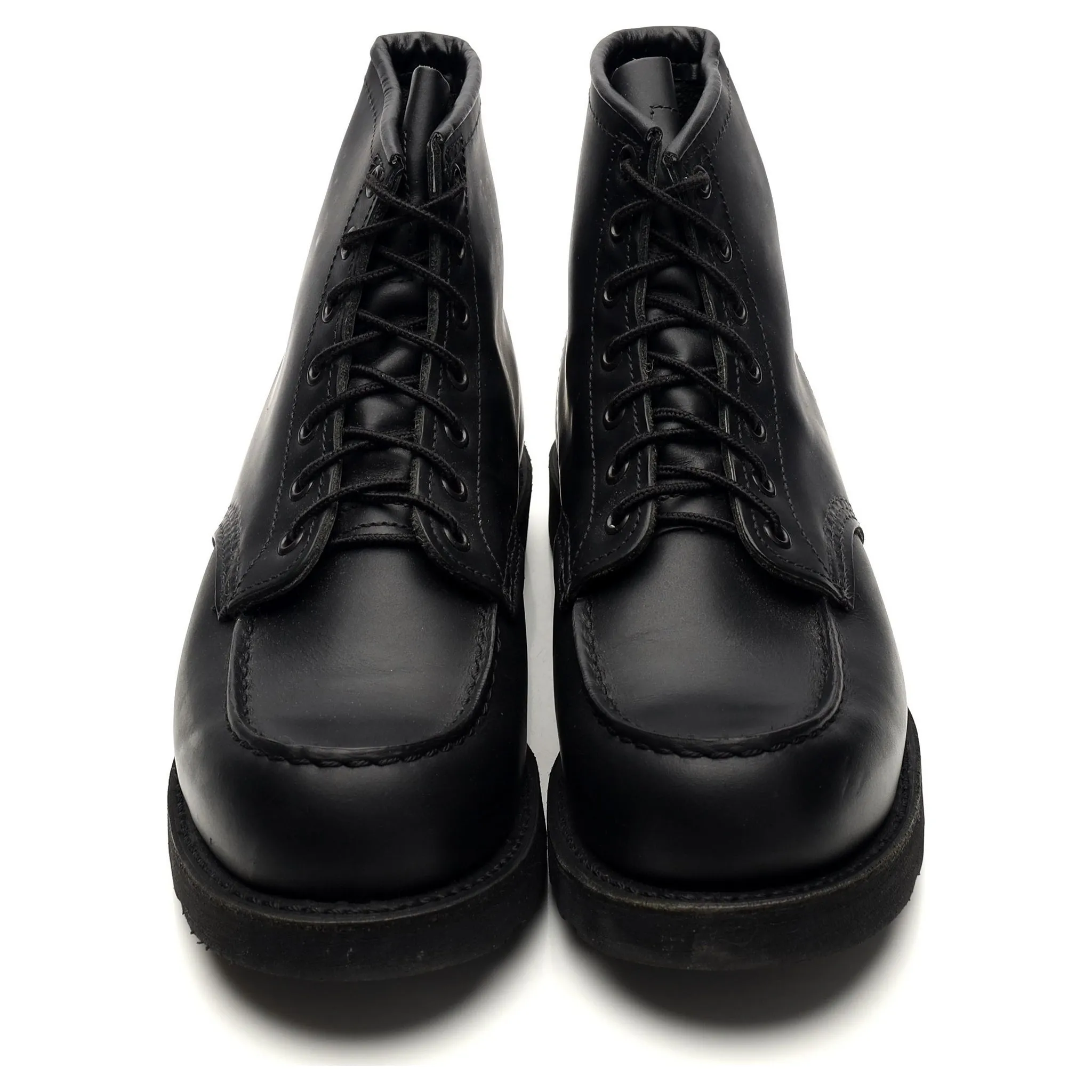 '8137' Black Leather Moc Toe Boots UK 8.5 US 9.5