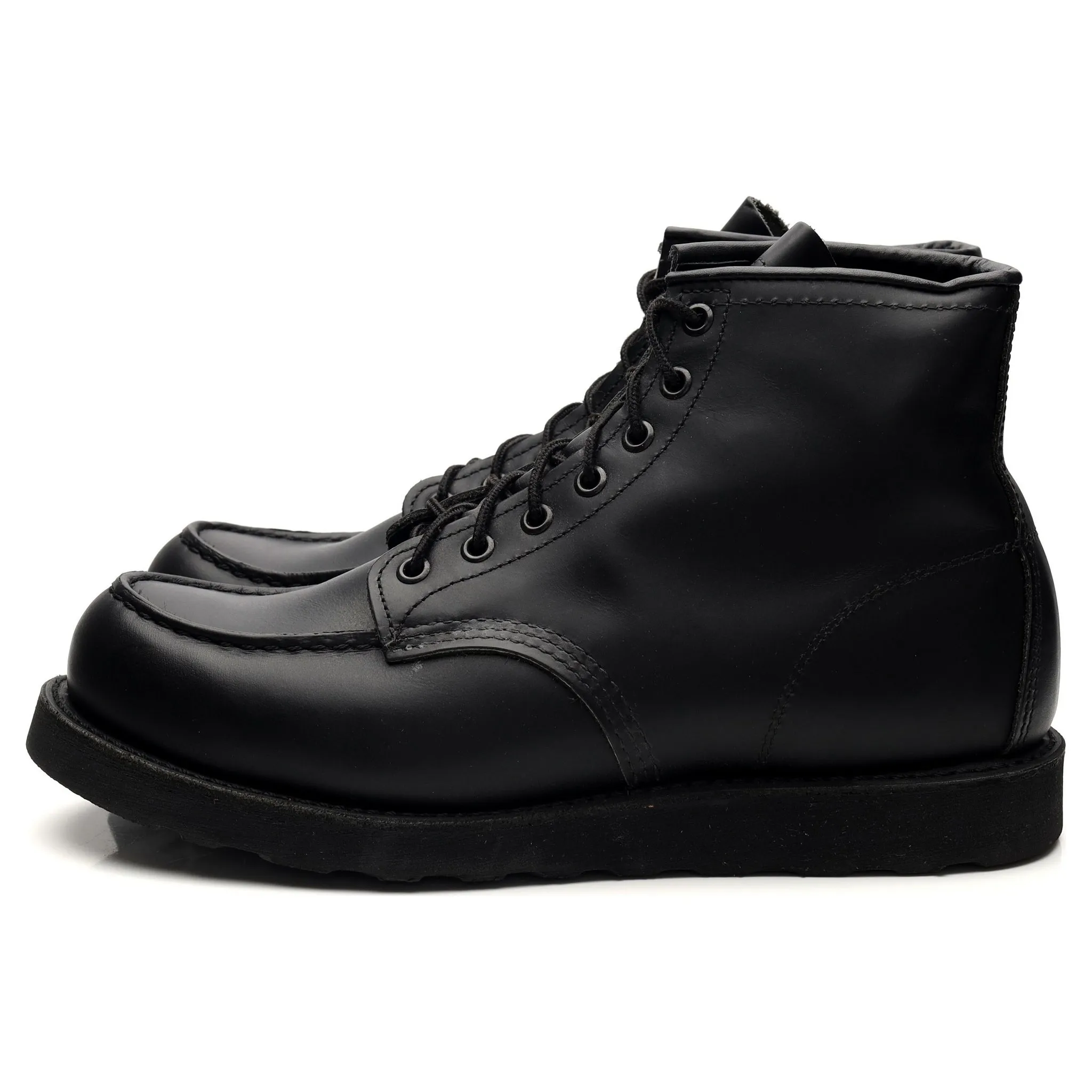 '8137' Black Leather Moc Toe Boots UK 8.5 US 9.5