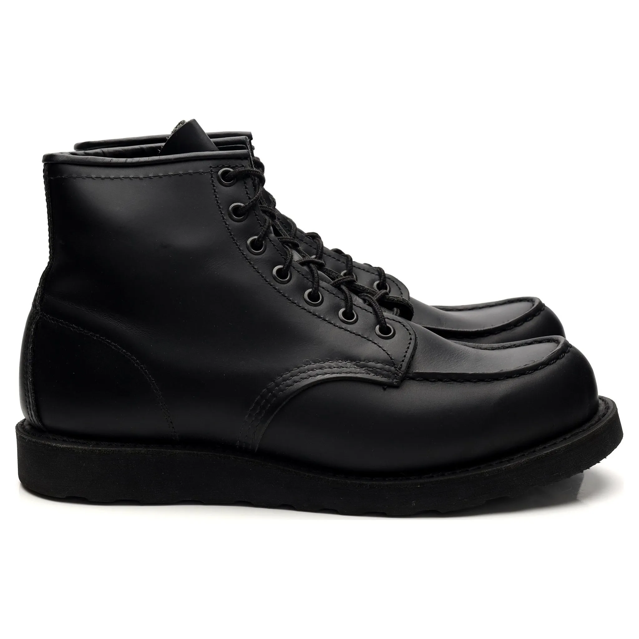 '8137' Black Leather Moc Toe Boots UK 8.5 US 9.5