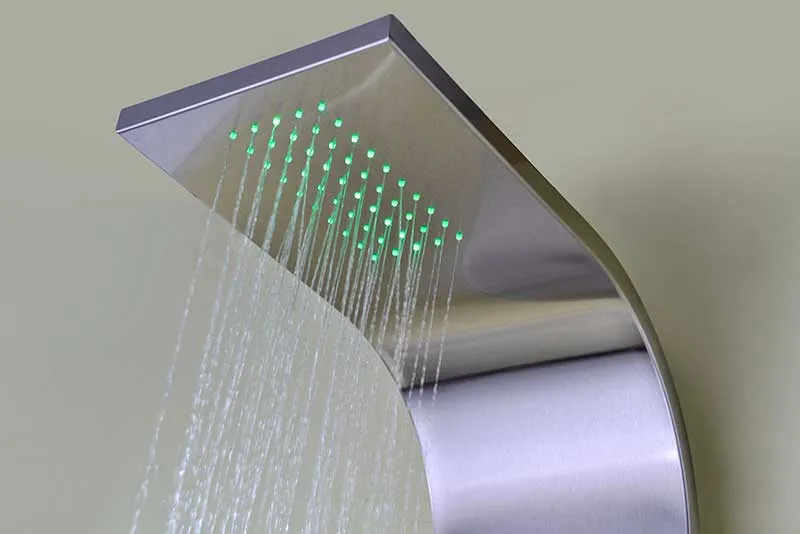 Anzzi Arc 64 in. 2-Jetted Shower Panel with Heavy Rain Shower and Spray Wand in Brushed Stainless Steel