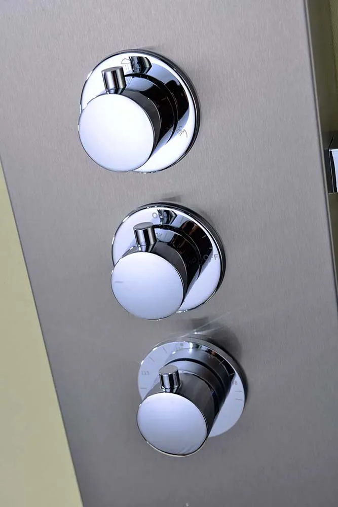 Anzzi Arc 64 in. 2-Jetted Shower Panel with Heavy Rain Shower and Spray Wand in Brushed Stainless Steel
