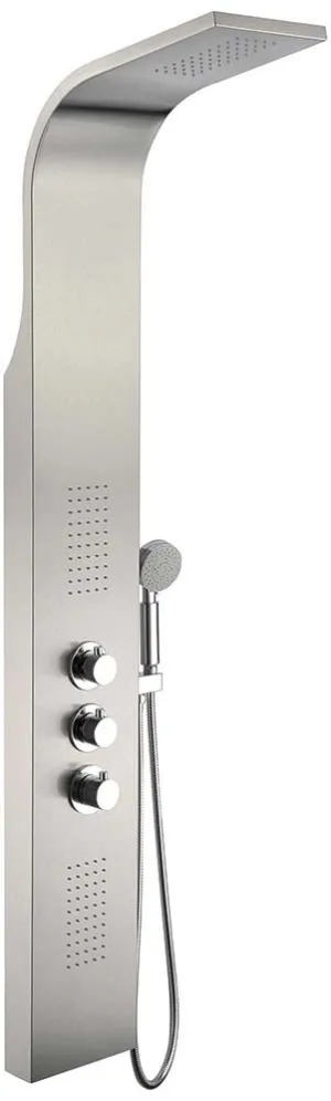 Anzzi Arc 64 in. 2-Jetted Shower Panel with Heavy Rain Shower and Spray Wand in Brushed Stainless Steel
