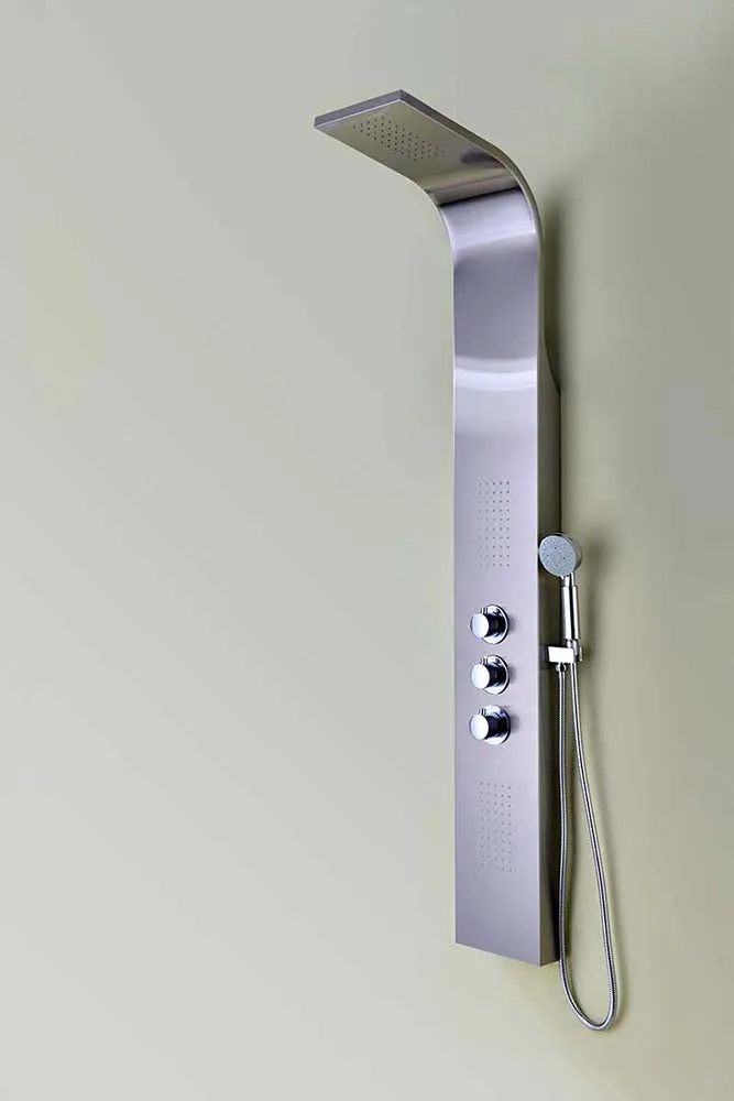 Anzzi Arc 64 in. 2-Jetted Shower Panel with Heavy Rain Shower and Spray Wand in Brushed Stainless Steel