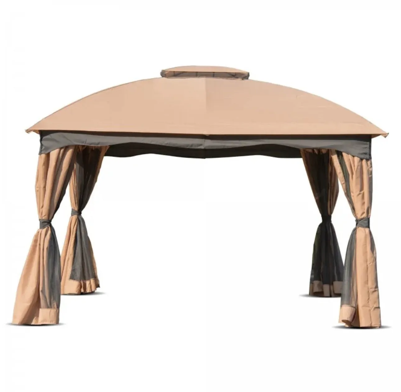 Beautiful Heavy Duty 12x10 Ft Outdoor Patio Canopy Double Vented Steel Gazebo | Double Rooftop | 120sf | Steel Frame