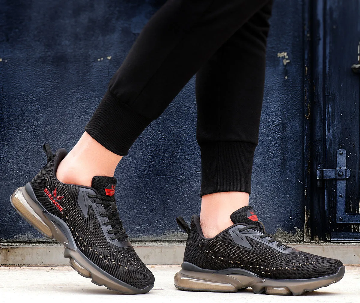 Bersache Casual Sneaker Shoes For Men Black-9030