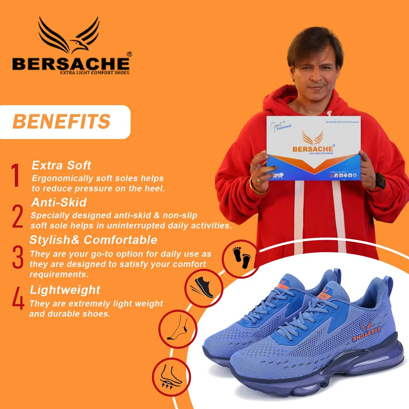 Bersache Casual Sneaker Shoes For Men Blue-9031