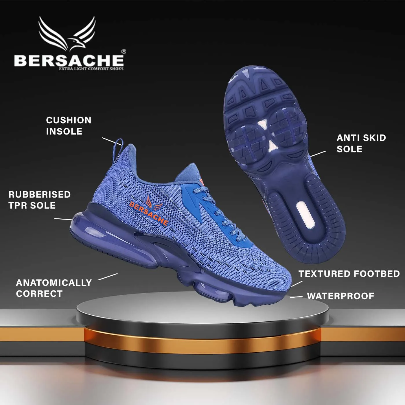 Bersache Casual Sneaker Shoes For Men Blue-9031