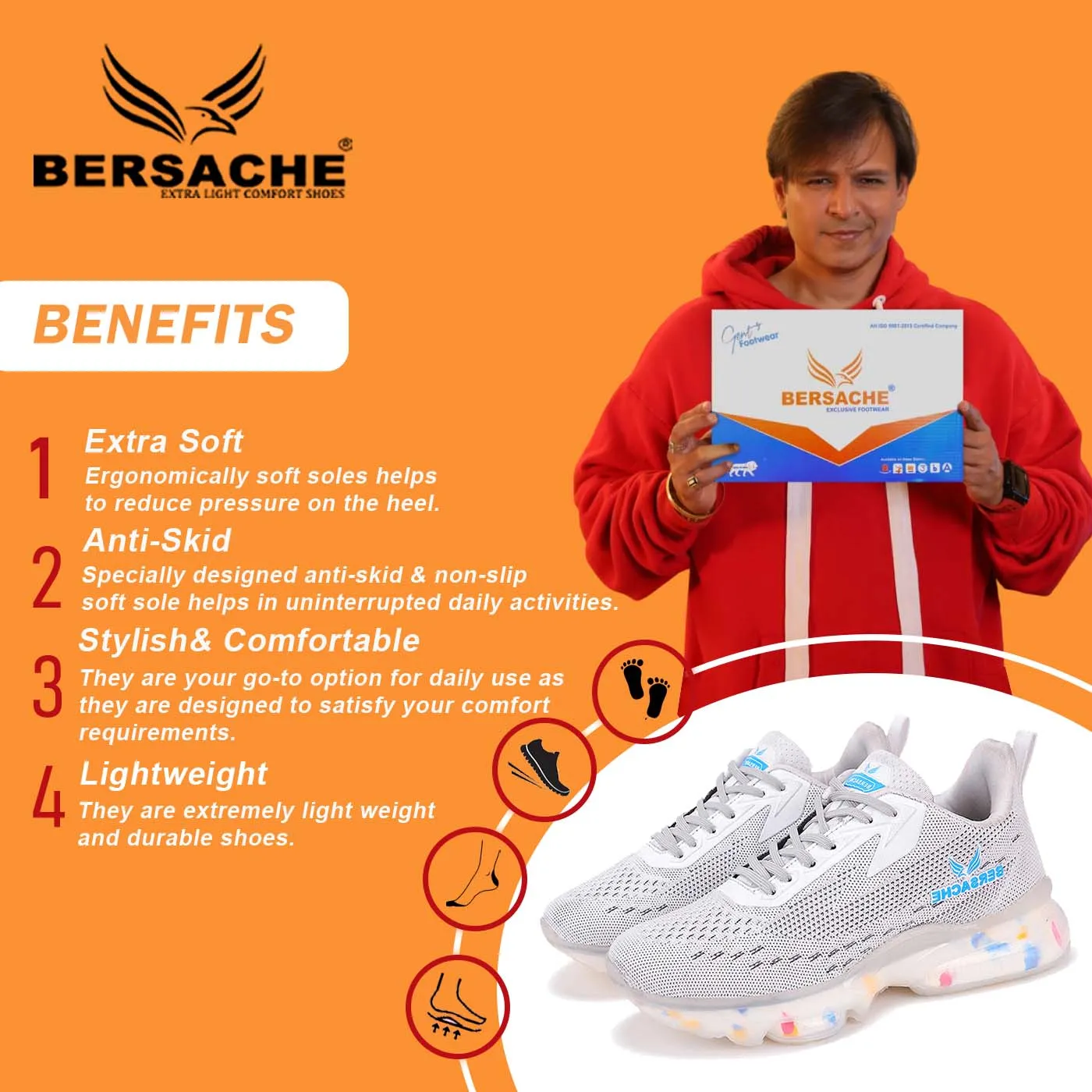 Bersache Casual Sneaker Shoes For Men White-9032