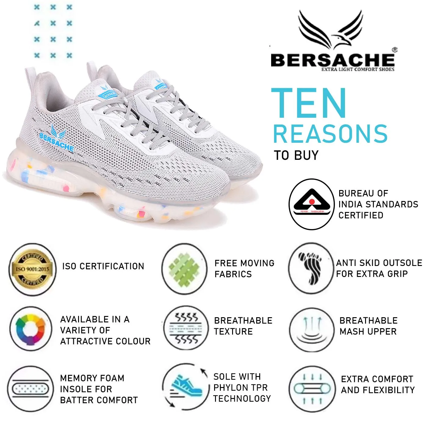 Bersache Casual Sneaker Shoes For Men White-9032