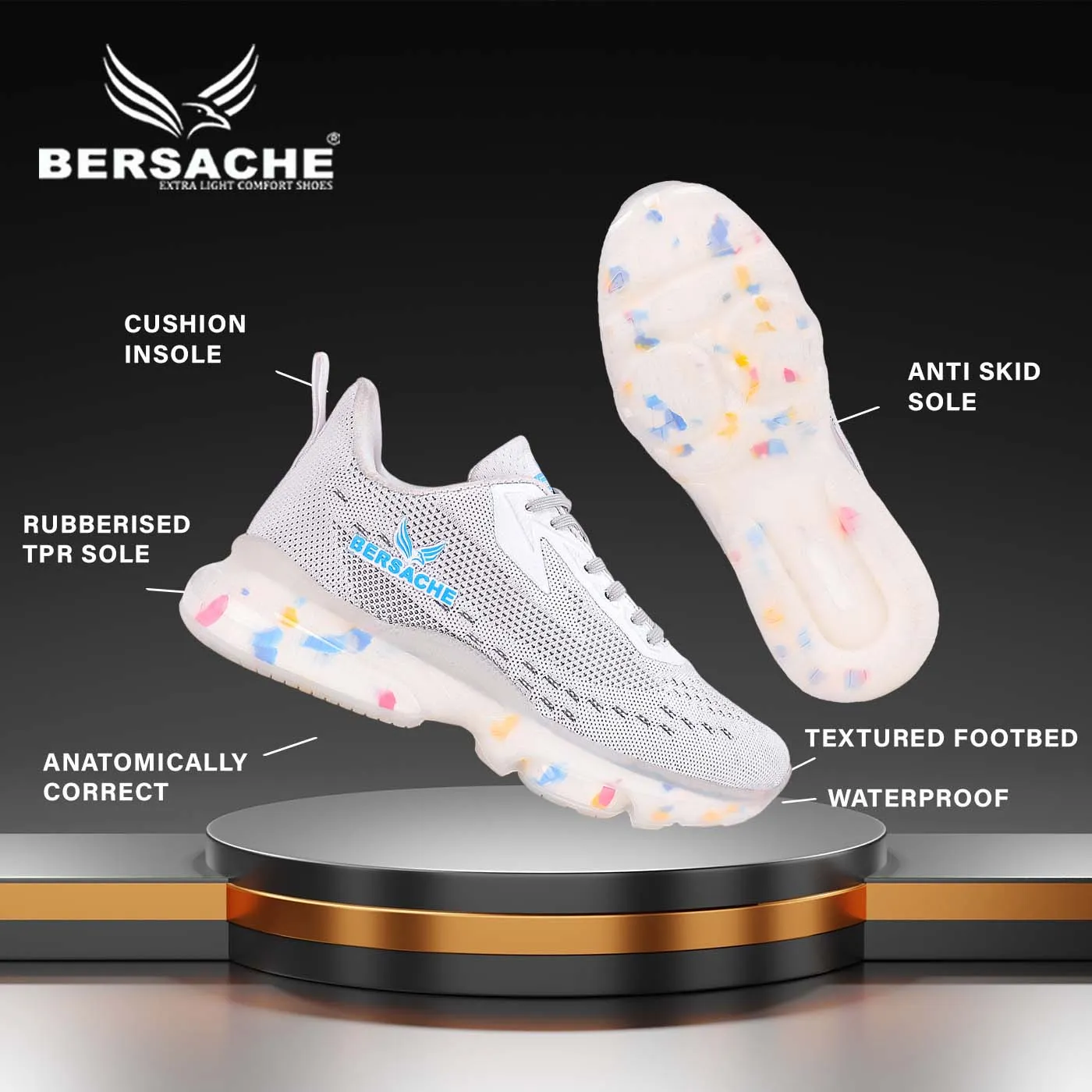Bersache Casual Sneaker Shoes For Men White-9032