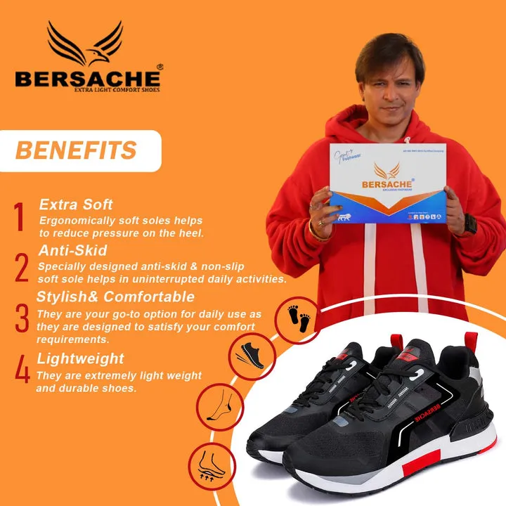 Bersache Lightweight Casual Sneaker Loafer Walking Shoes For Men9081-Black