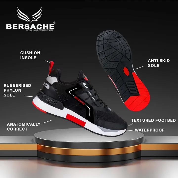 Bersache Lightweight Casual Sneaker Loafer Walking Shoes For Men9081-Black