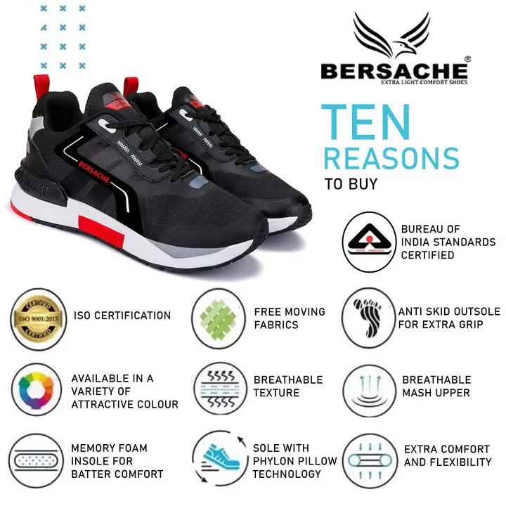 Bersache Lightweight Casual Sneaker Loafer Walking Shoes For Men9081-Black