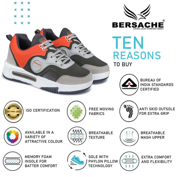 Bersache Sneaker Loafers Casual With Extra Comfort Sneakers For Men 9087-Grey