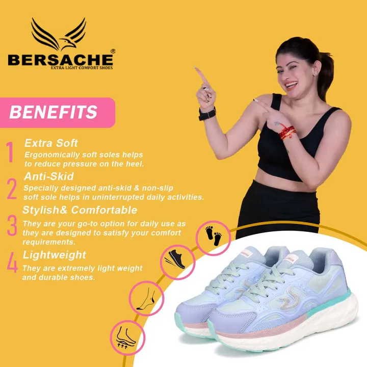 Bersache Sneaker Loafers Casual with extra comfort sneakers  For women Blue- 9106
