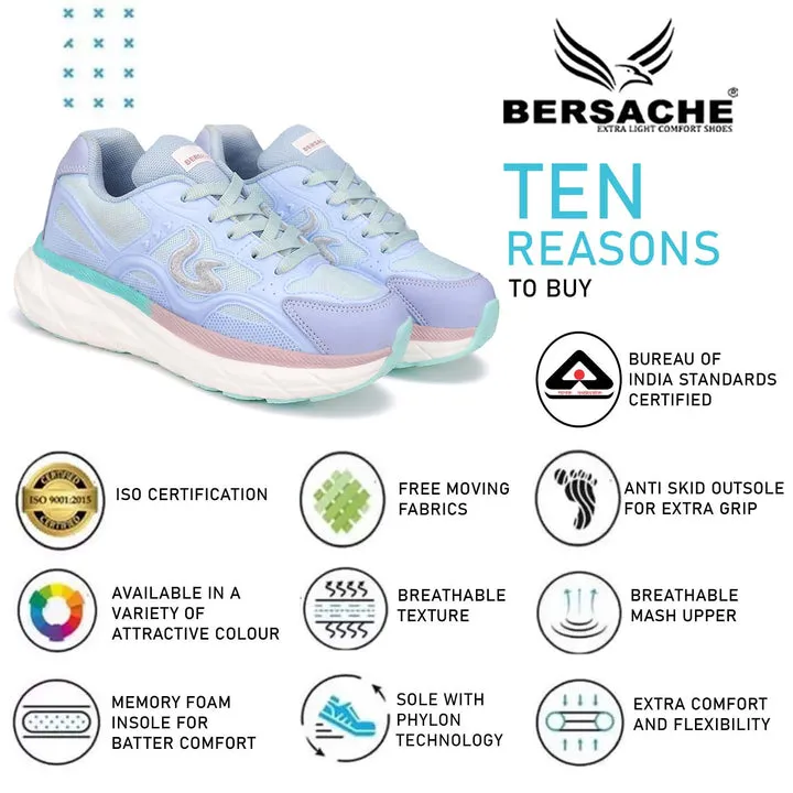 Bersache Sneaker Loafers Casual with extra comfort sneakers  For women Blue- 9106