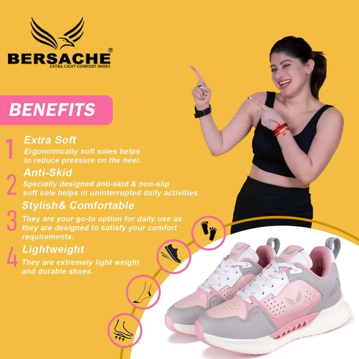 Besache Sneaker Loafers Casual With Extra Comfort Sneakers For Women Pink-9146