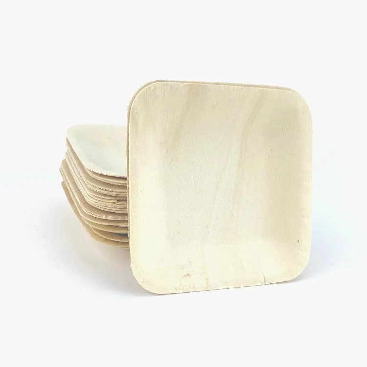 Biodegradable Birch Wood Square Plate
