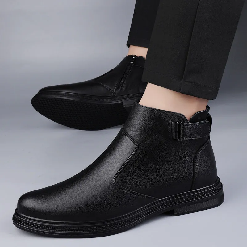 Black Solid Color Outdoor Boots