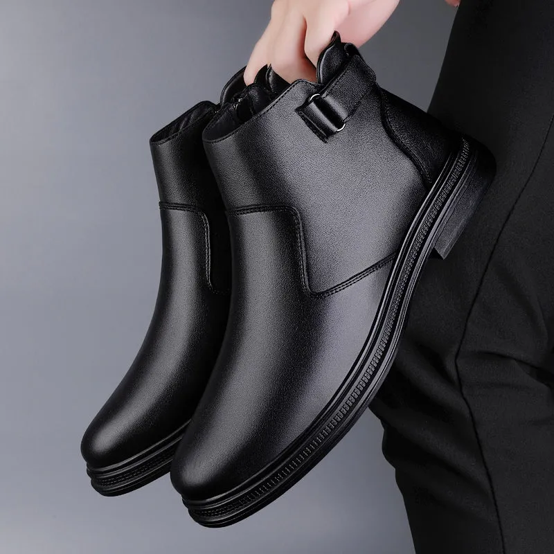 Black Solid Color Outdoor Boots