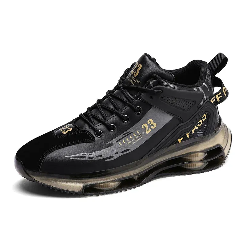 Breathable Black Men’s Running Sneakers - Big Size