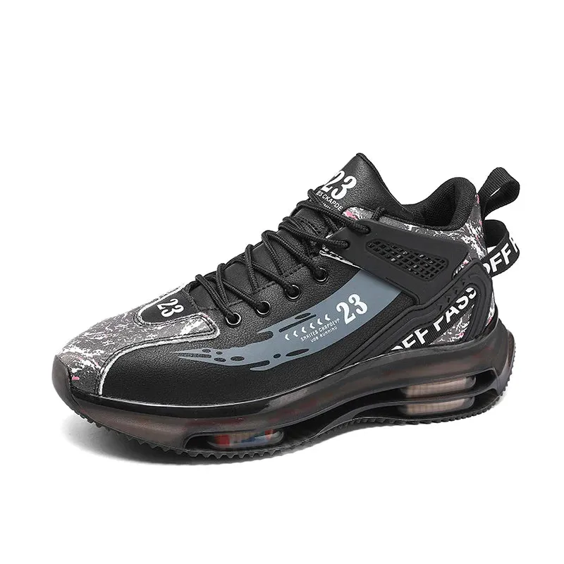 Breathable Black Men’s Running Sneakers - Big Size