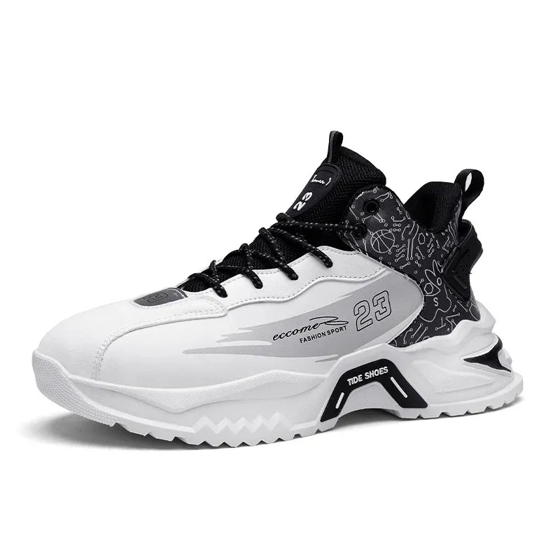 Breathable Black Men’s Running Sneakers - Big Size