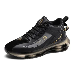 Breathable Black Men’s Running Sneakers - Big Size