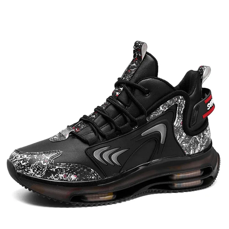 Breathable Black Men’s Running Sneakers - Big Size