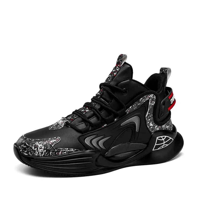 Breathable Black Men’s Running Sneakers - Big Size