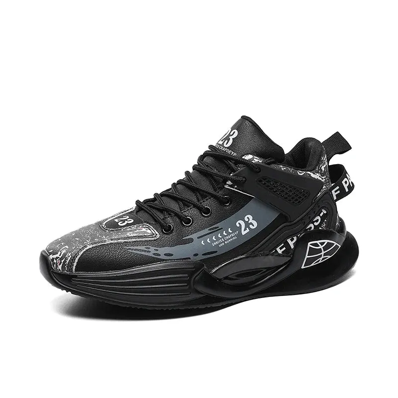 Breathable Black Men’s Running Sneakers - Big Size