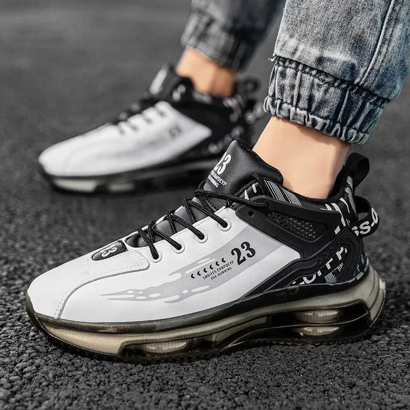 Breathable Black Men’s Running Sneakers - Big Size