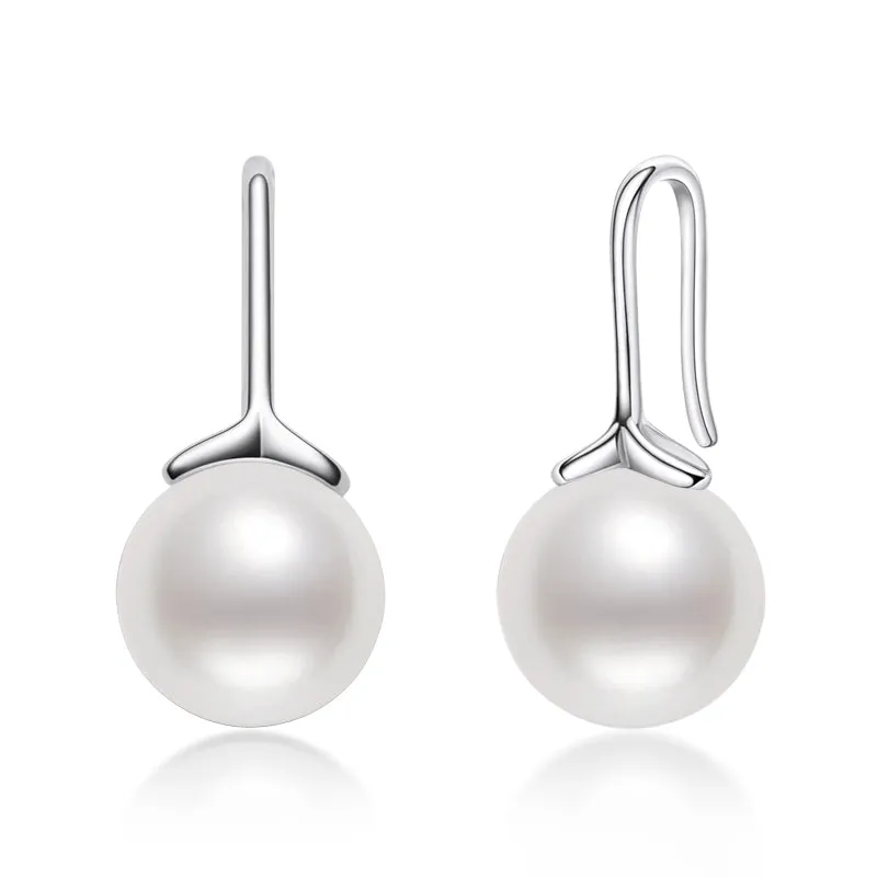 Budding Leaf Natural Freshwater Pearl Hook Pearl Earring