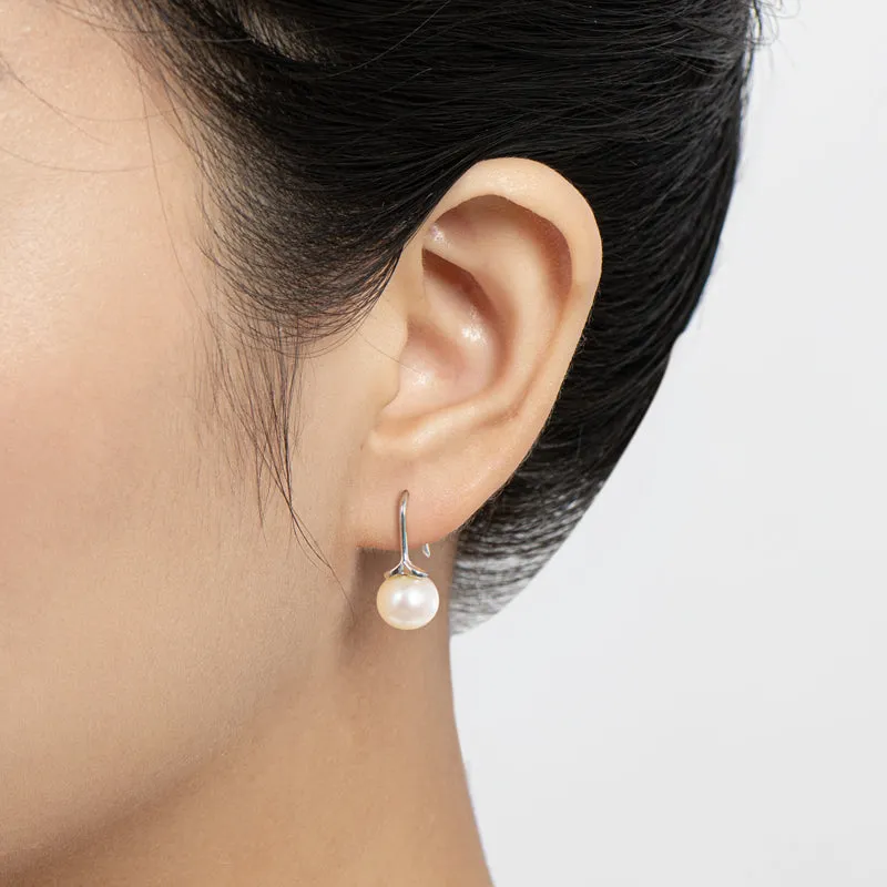 Budding Leaf Natural Freshwater Pearl Hook Pearl Earring