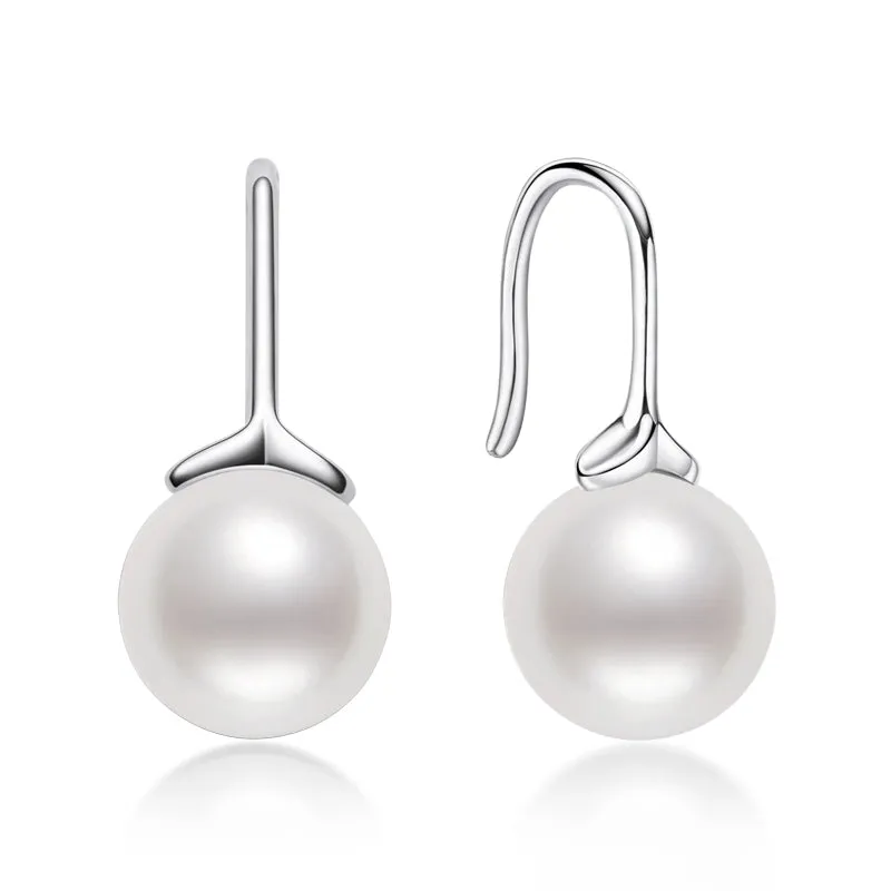 Budding Leaf Natural Freshwater Pearl Hook Pearl Earring