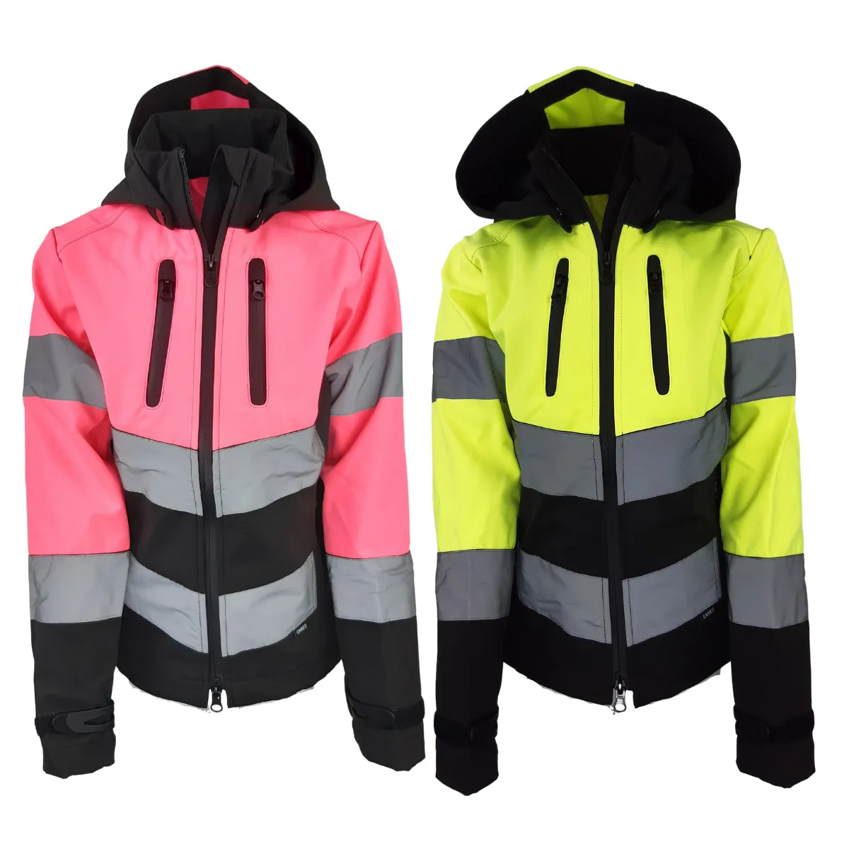 Cameo Equine Junior Hi Viz Riding Jacket with Detachable Hood - Water Repellent
