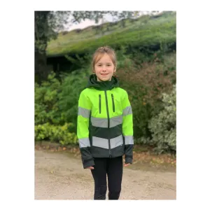 Cameo Equine Junior Hi Viz Riding Jacket with Detachable Hood - Water Repellent