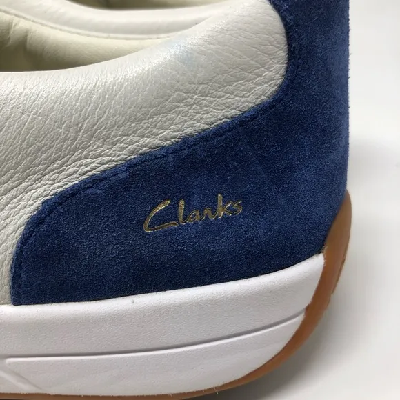 Clarks Men’s Active Air White and Blue Leather Sneakers Size 13