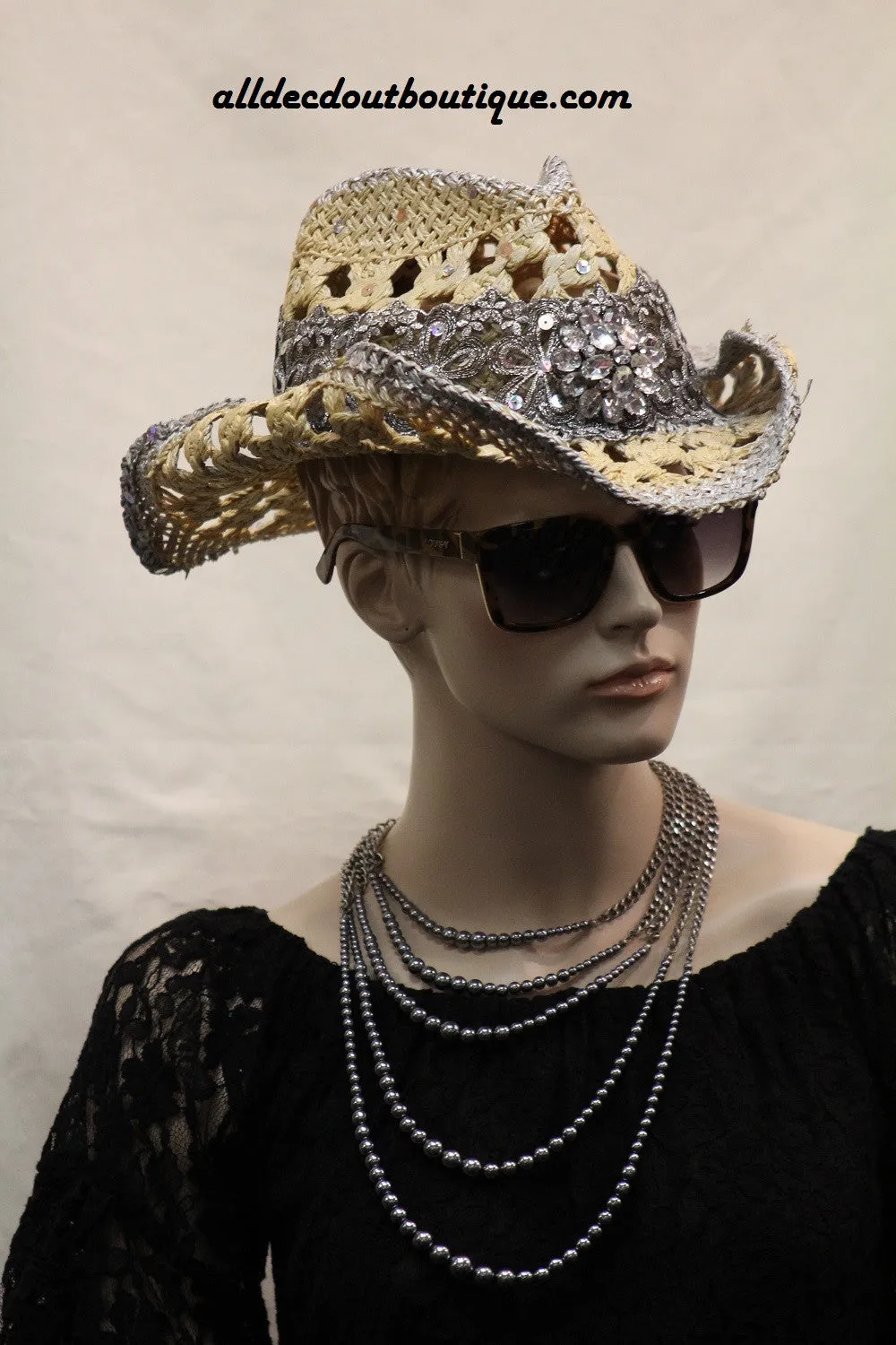 Cowgirl Hat | Rhinestone Jewels W/Pendant
