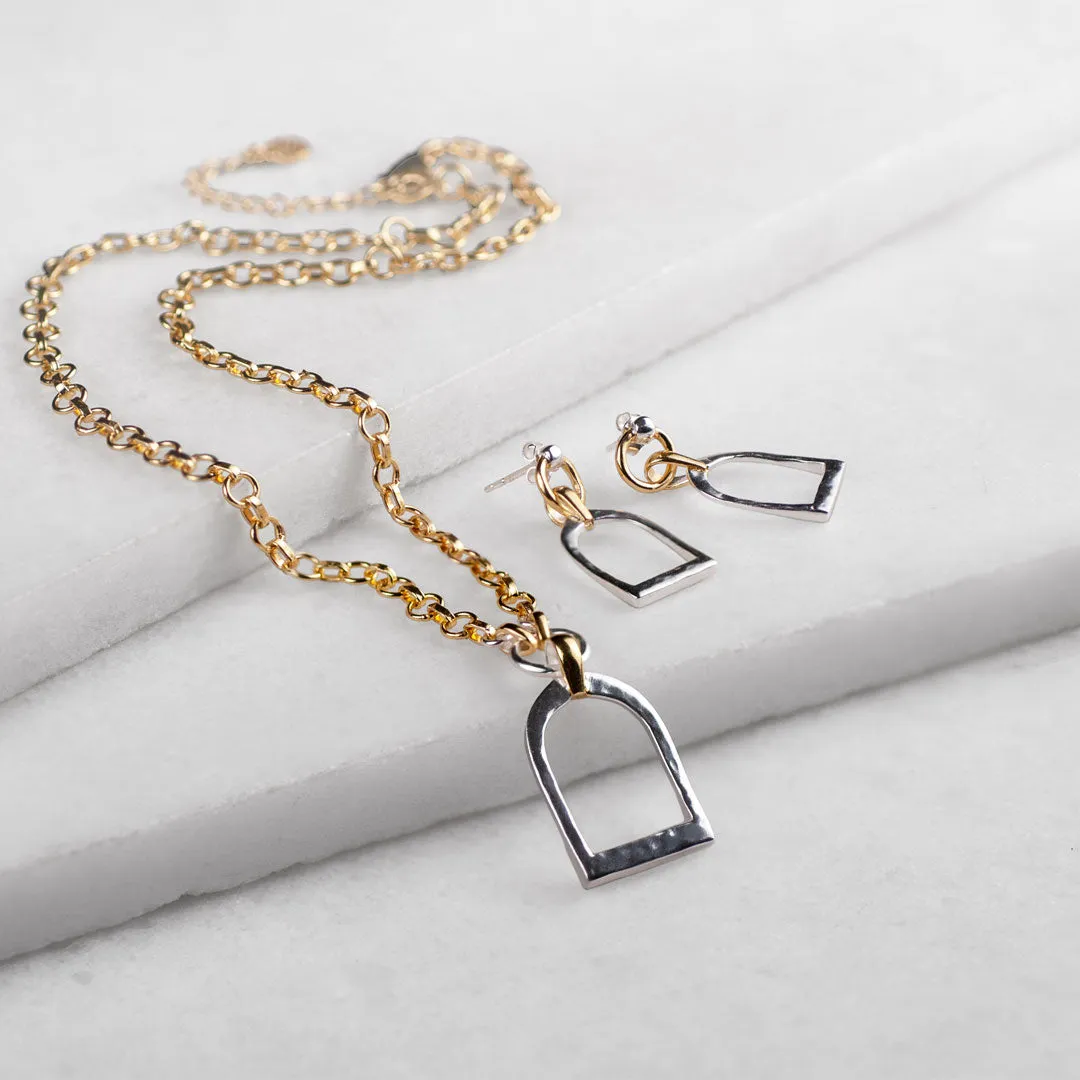 Denby - Two Tone 14K Gold on Sterling Silver Stirrup Earring