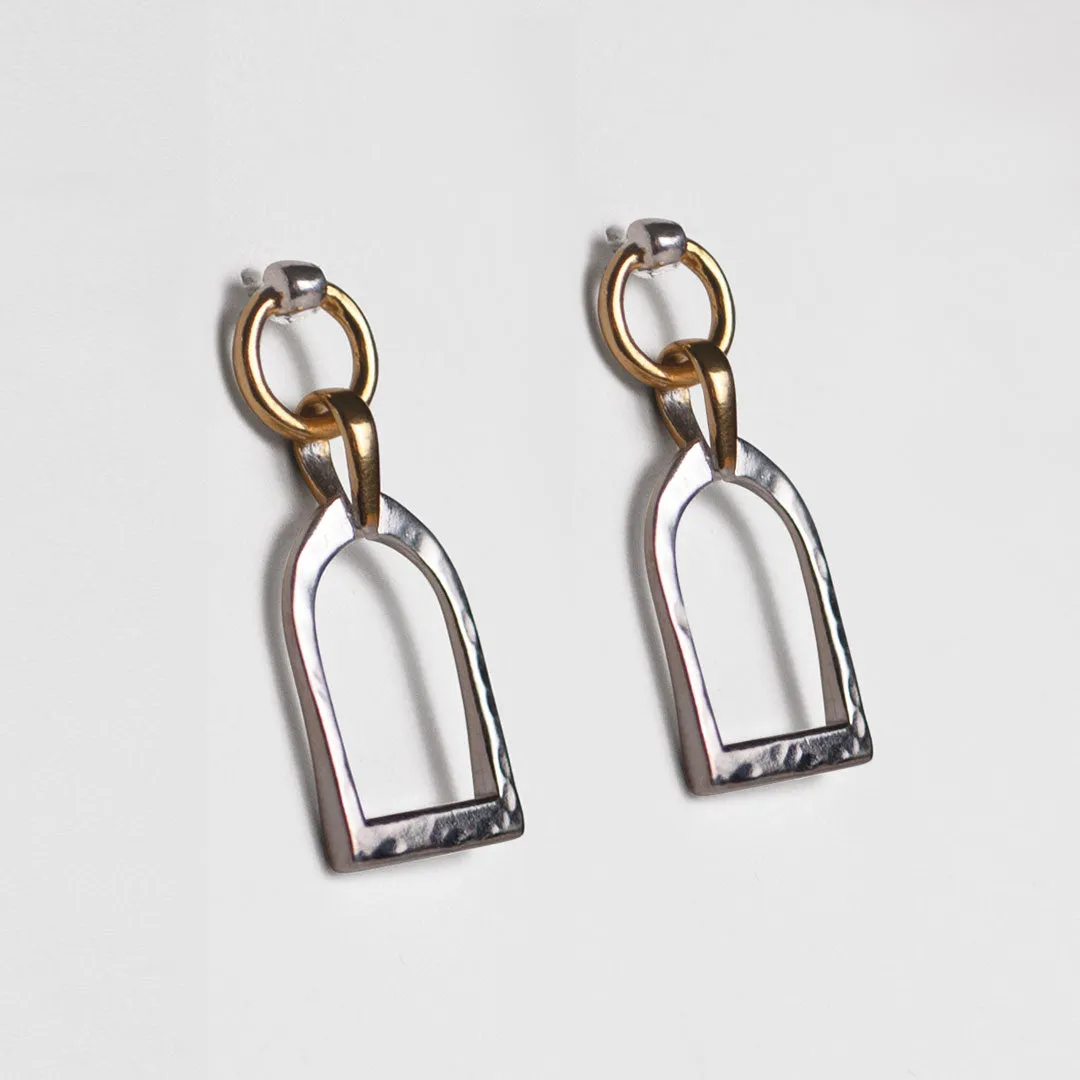 Denby - Two Tone 14K Gold on Sterling Silver Stirrup Earring