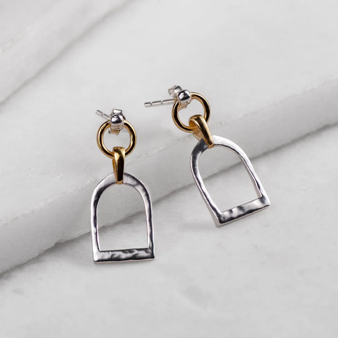 Denby - Two Tone 14K Gold on Sterling Silver Stirrup Earring
