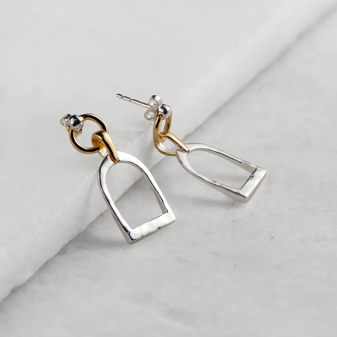 Denby - Two Tone 14K Gold on Sterling Silver Stirrup Earring