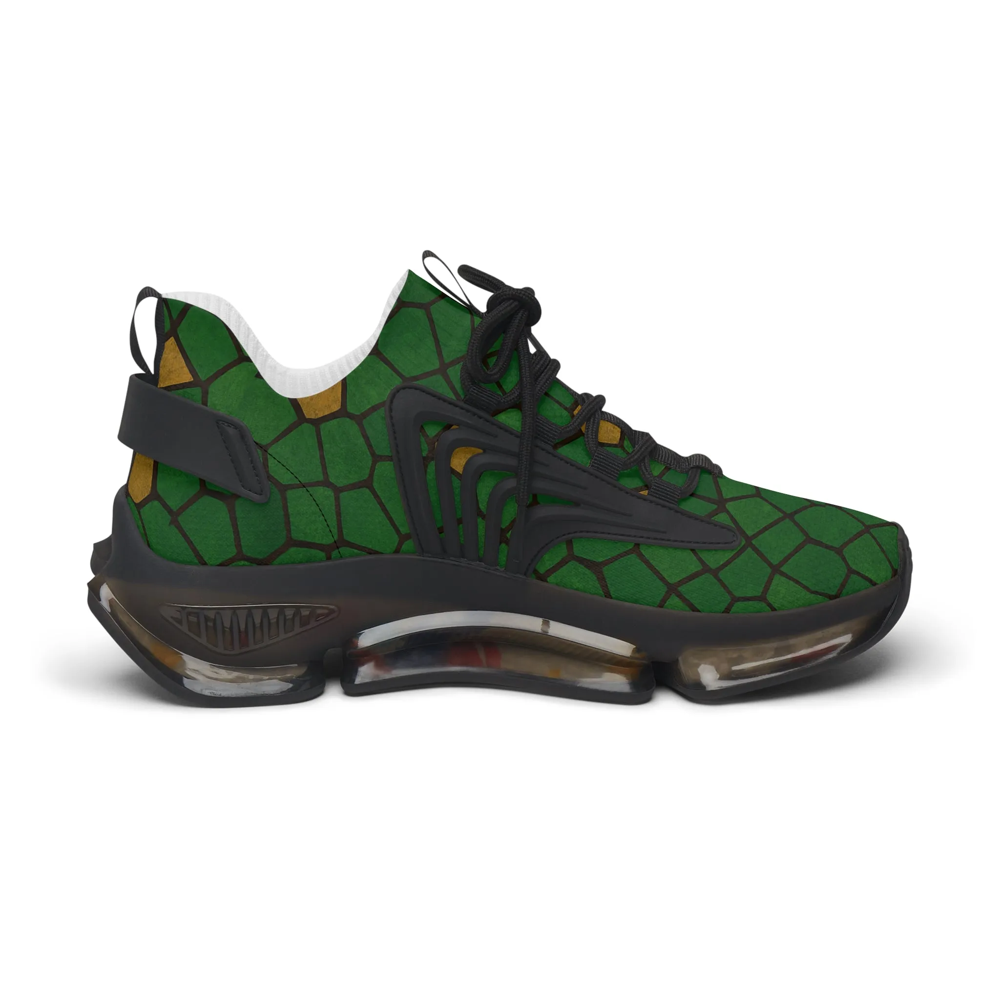 Eco-Friendly Women's Mesh Sneakers - Stylish Green Geometric Design