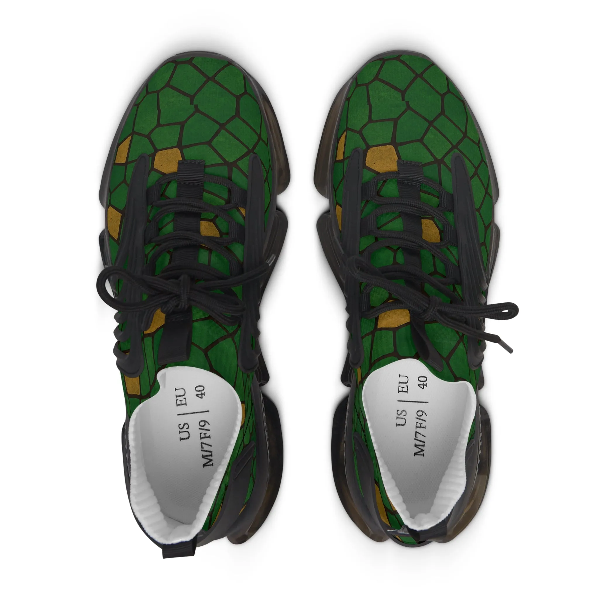 Eco-Friendly Women's Mesh Sneakers - Stylish Green Geometric Design