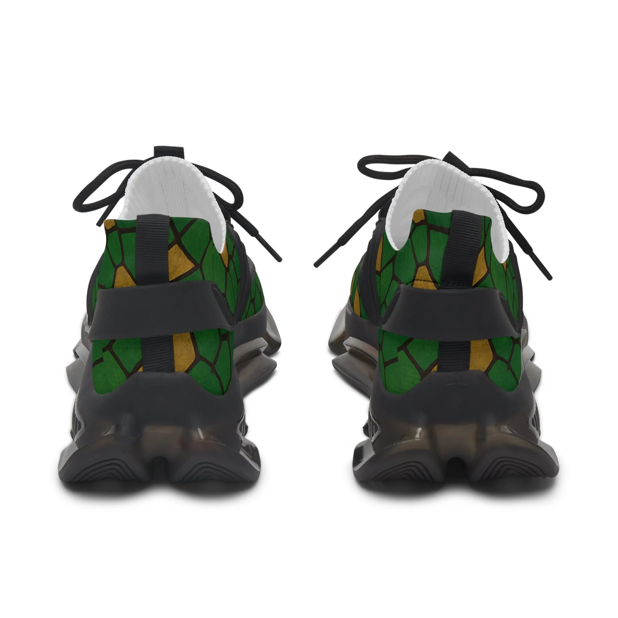 Eco-Friendly Women's Mesh Sneakers - Stylish Green Geometric Design