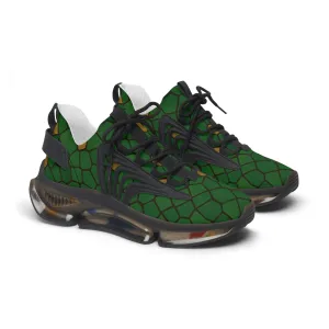 Eco-Friendly Women's Mesh Sneakers - Stylish Green Geometric Design