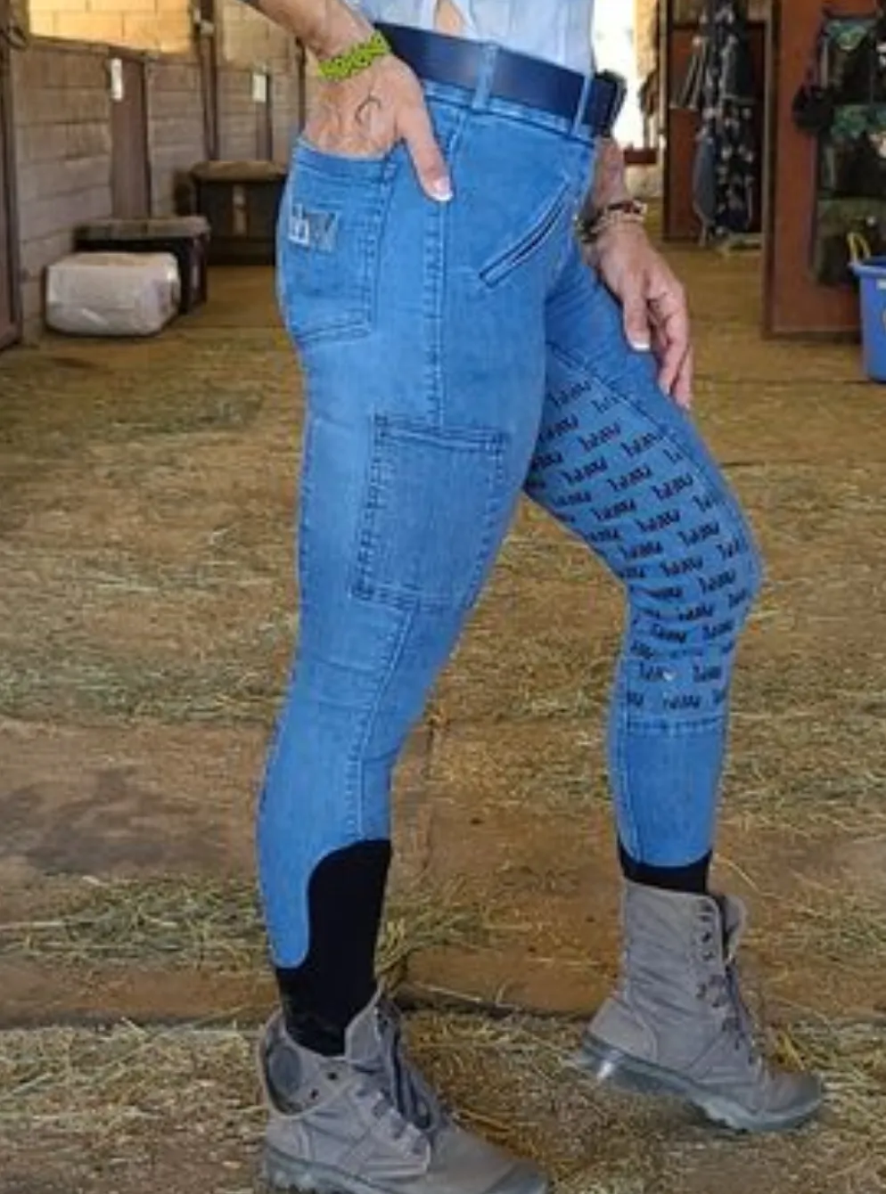 Equestrian Knee Patch Silicone Riding Jeans hhW