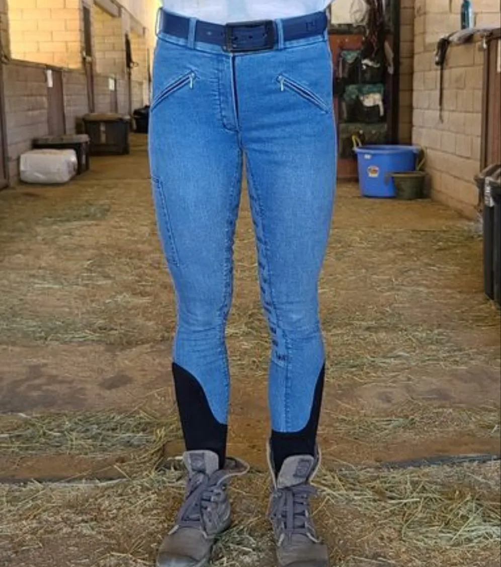 Equestrian Knee Patch Silicone Riding Jeans hhW