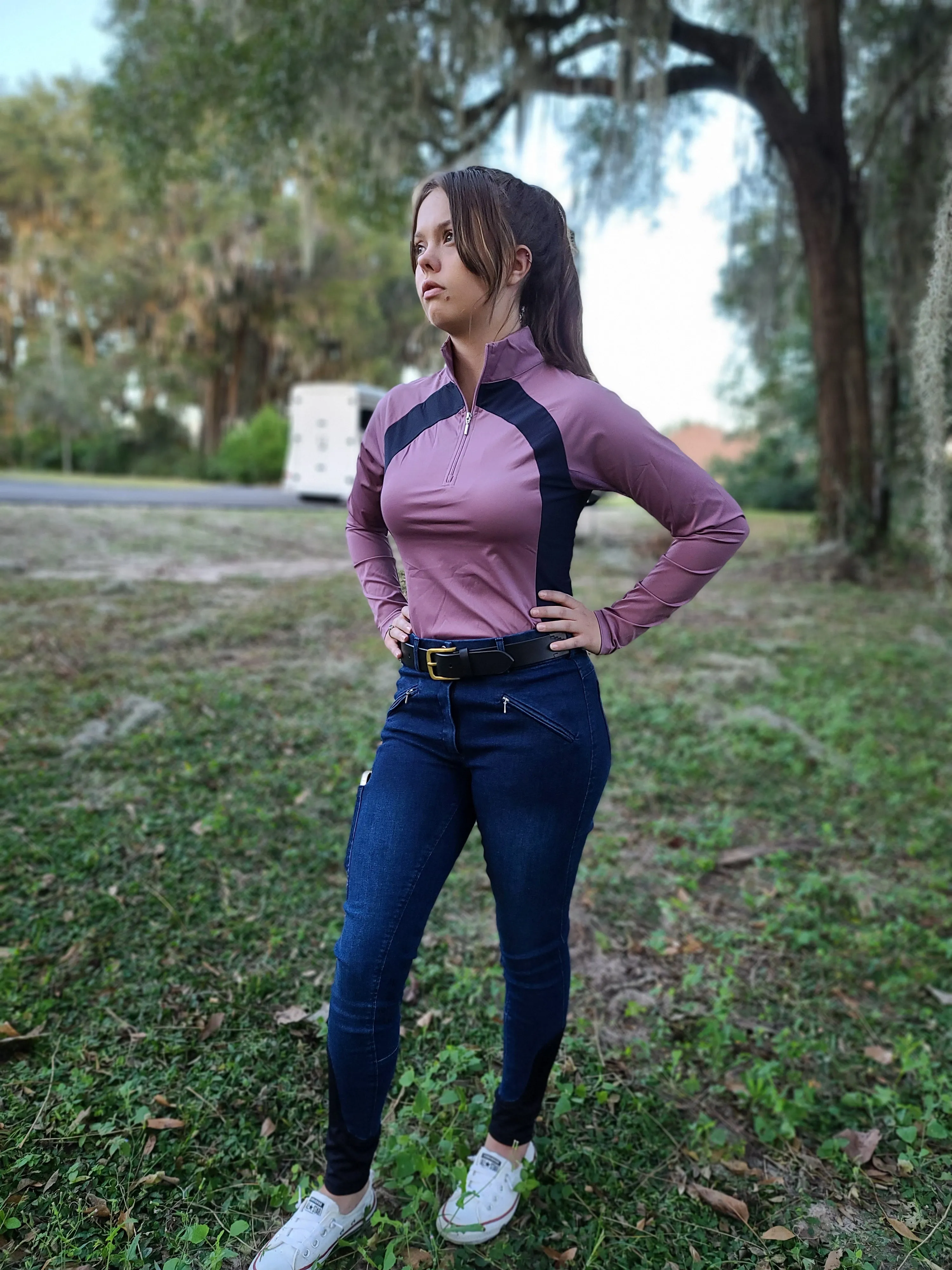 Equestrian Knee Patch Silicone Riding Jeans hhW